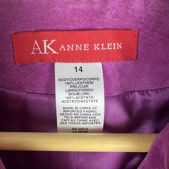 Women’s Anne Klein Magenta Pink Suede Jacket sz 14 Cropped Girly Preppy Coquette - Picture 4 of 8